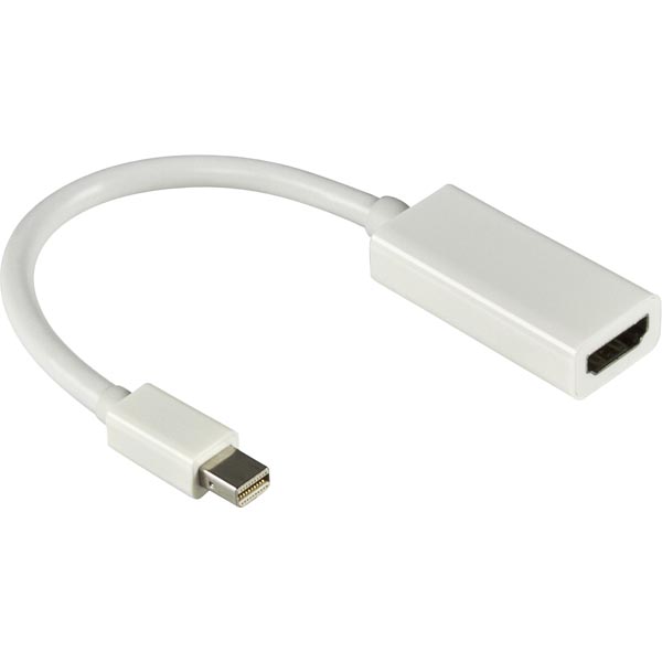 Deltaco Mini DisplayPort uros - HDMI naaras, 0.2m, valkoinen